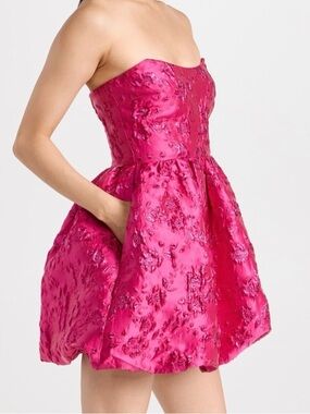 Amanda Uprichard Addison Sequin Brocade Fuchsia Pink Bubble Hem Cocktail Dress